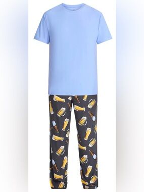 Fox + Badger Men's Short Sleeve Top and Pajama Pants Sleep Set, 2-Piece